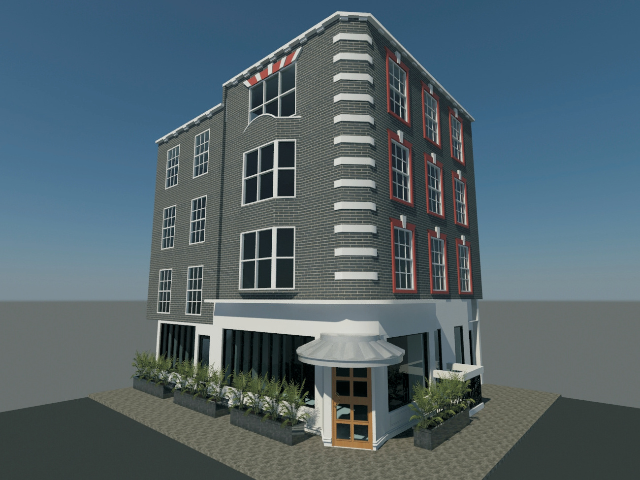 Exterior architectural visualisation of the listed-property project